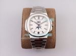 Clone Swiss Patek Philippe Nautilus 57261A Moonphase Watch Stainless Steel White Dial